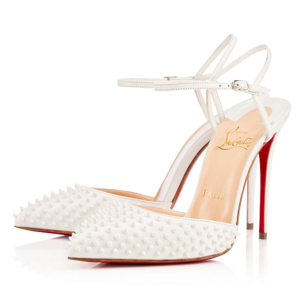 Christian Louboutin Baila Spike 100 Kid Neige size 7 designer stiletto heels - Picture 2 of 16
